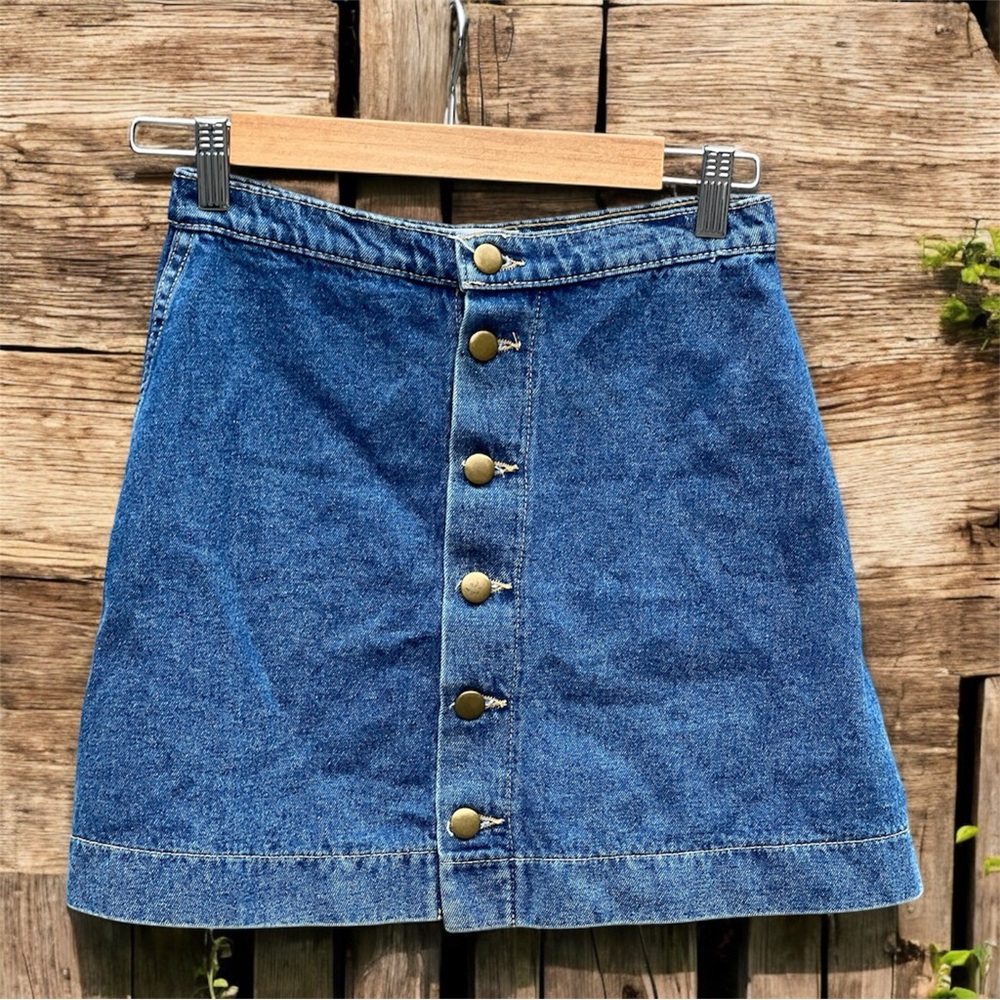 American Appeal Button Down Denim Skirt